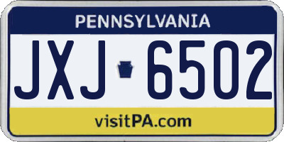 PA license plate JXJ6502