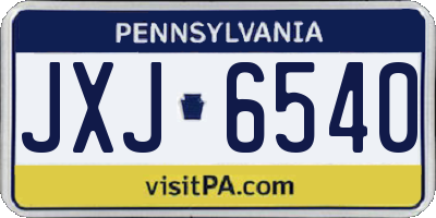 PA license plate JXJ6540