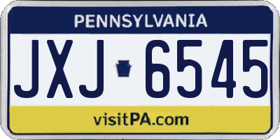 PA license plate JXJ6545