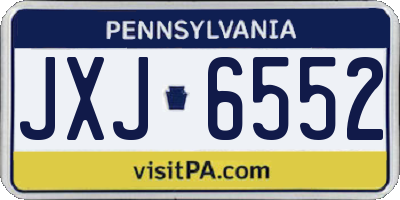 PA license plate JXJ6552