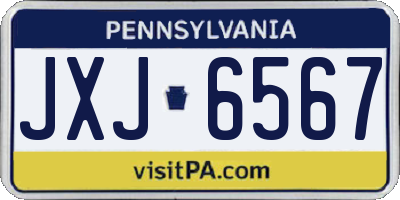 PA license plate JXJ6567