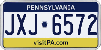 PA license plate JXJ6572