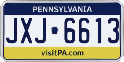 PA license plate JXJ6613