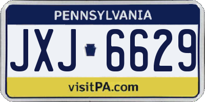 PA license plate JXJ6629