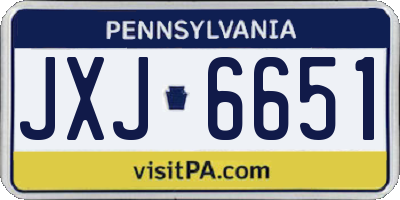 PA license plate JXJ6651