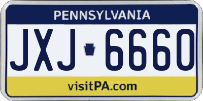 PA license plate JXJ6660