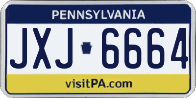 PA license plate JXJ6664
