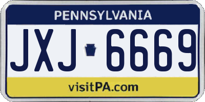 PA license plate JXJ6669