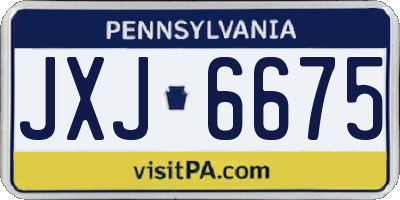 PA license plate JXJ6675