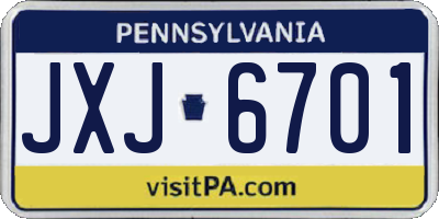 PA license plate JXJ6701