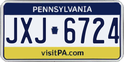 PA license plate JXJ6724