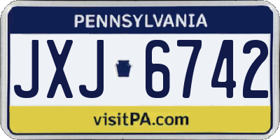 PA license plate JXJ6742