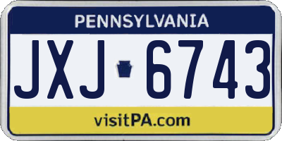 PA license plate JXJ6743