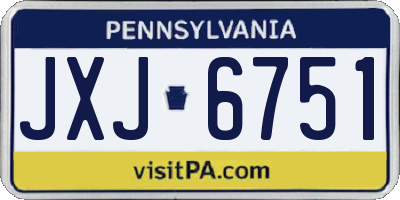 PA license plate JXJ6751
