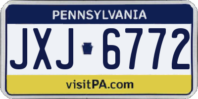 PA license plate JXJ6772