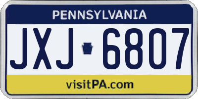 PA license plate JXJ6807