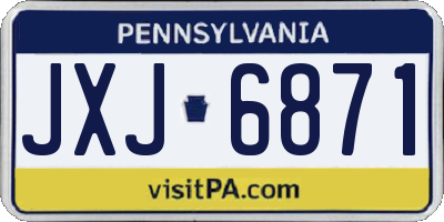 PA license plate JXJ6871