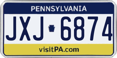 PA license plate JXJ6874