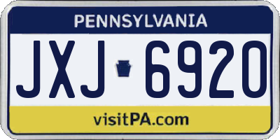 PA license plate JXJ6920