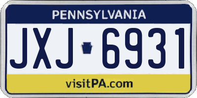 PA license plate JXJ6931