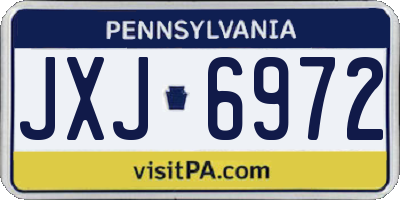 PA license plate JXJ6972
