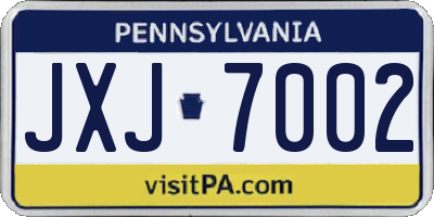 PA license plate JXJ7002