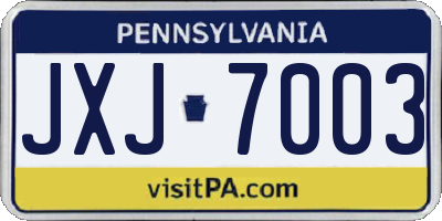 PA license plate JXJ7003