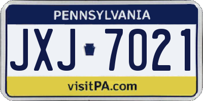 PA license plate JXJ7021