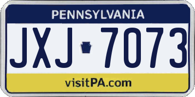 PA license plate JXJ7073