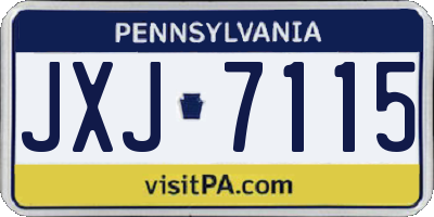 PA license plate JXJ7115