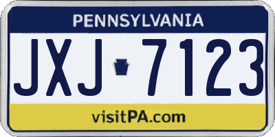 PA license plate JXJ7123