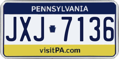 PA license plate JXJ7136