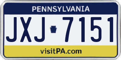 PA license plate JXJ7151