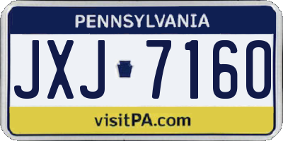 PA license plate JXJ7160