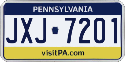 PA license plate JXJ7201