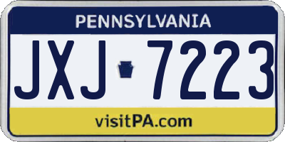 PA license plate JXJ7223