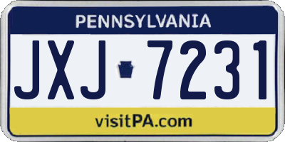 PA license plate JXJ7231