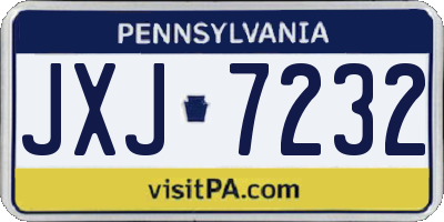 PA license plate JXJ7232