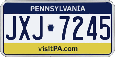 PA license plate JXJ7245