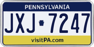 PA license plate JXJ7247