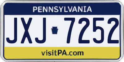 PA license plate JXJ7252
