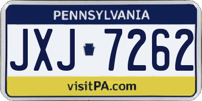 PA license plate JXJ7262