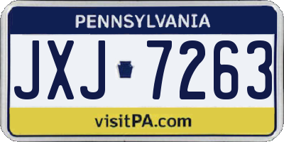PA license plate JXJ7263
