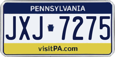 PA license plate JXJ7275