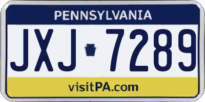 PA license plate JXJ7289