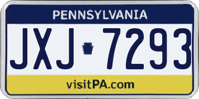 PA license plate JXJ7293