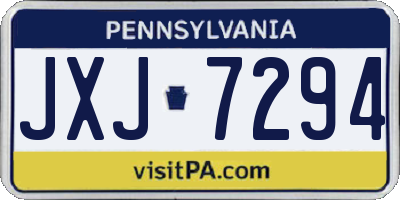 PA license plate JXJ7294