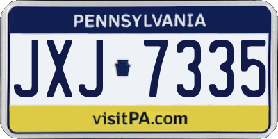 PA license plate JXJ7335