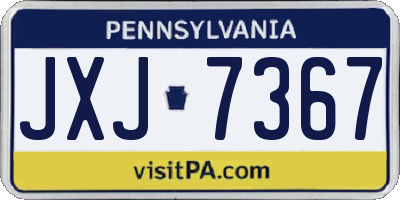 PA license plate JXJ7367