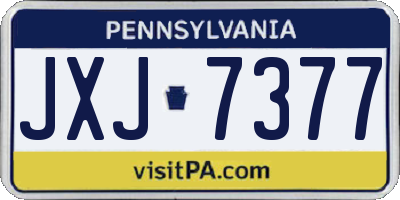 PA license plate JXJ7377